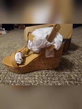 Women's Tan Cork Wedge Sandals